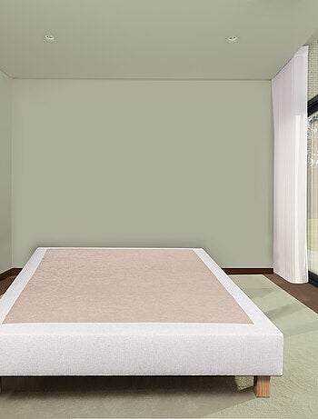 Somier tapizado de madera maciza beige con patas