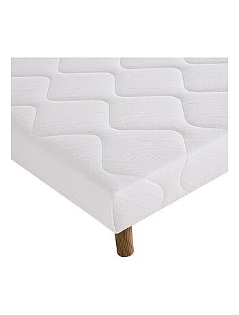 Somier tapizado de madera maciza blanca con patas