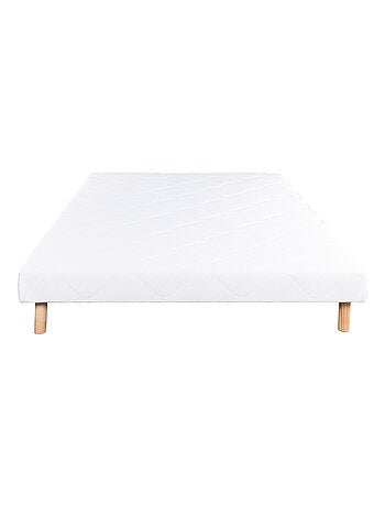 Somier tapizado de madera maciza blanca con patas