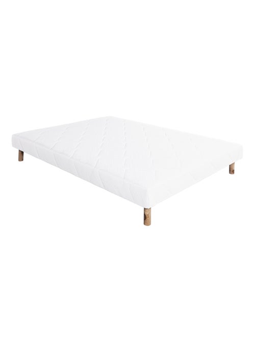 Somier tapizado de madera maciza blanca con patas - Kiabi