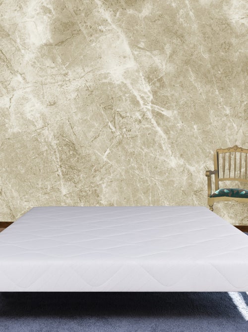 Somier tapizado de madera maciza blanca con patas - Kiabi