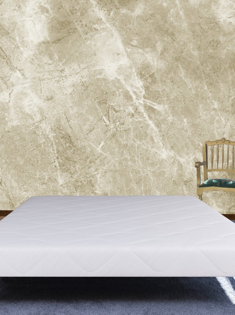 Somier tapizado de madera maciza blanca con patas Blanco - Kiabi