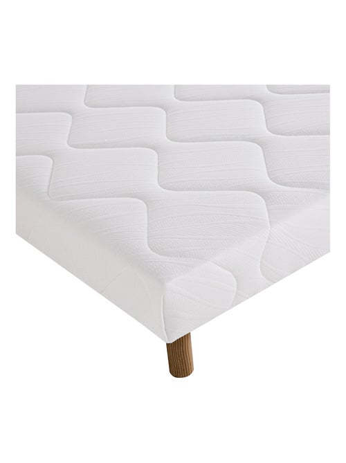 Somier tapizado de madera maciza blanca con patas - Kiabi