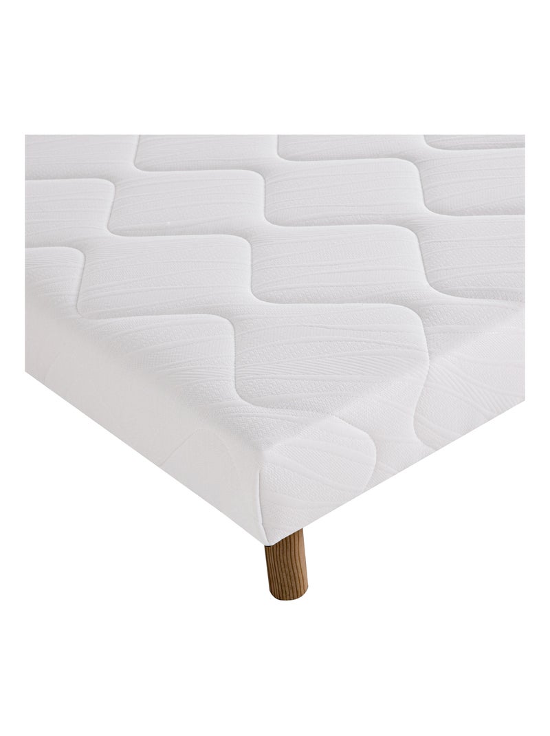 Somier tapizado de madera maciza blanca con patas Blanco - Kiabi