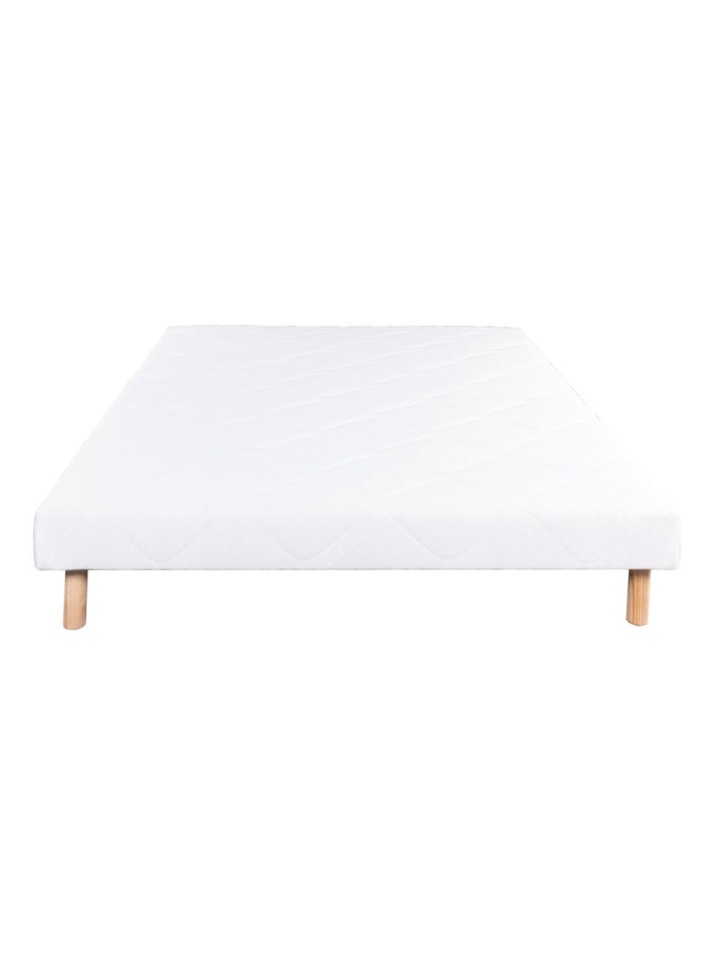 Somier tapizado de madera maciza blanca con patas Blanco - Kiabi