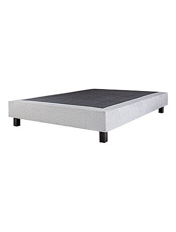 Somier tapizado de madera maciza gris con patas