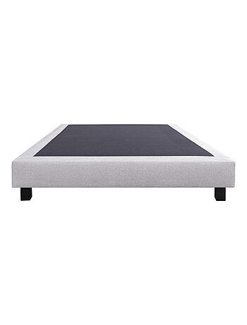 Somier tapizado de madera maciza gris con patas