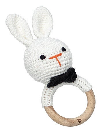 Sonajero de algodón tejido y madera natural | SEVIRA KIDS