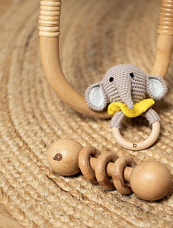 Sonajero de algodón tejido y madera natural | SEVIRA KIDS