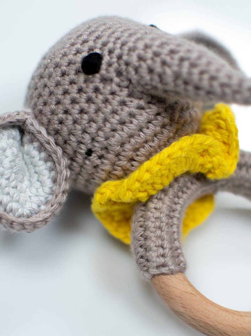 Sonajero de algodón tejido y madera natural | SEVIRA KIDS Gris topo - Kiabi