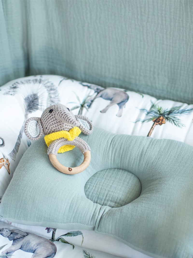 Sonajero de algodón tejido y madera natural | SEVIRA KIDS Gris topo - Kiabi
