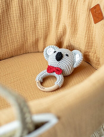 Sonajero de algodón tejido y madera natural | SEVIRA KIDS