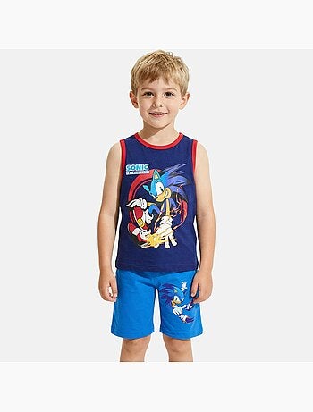 Sonic - Conjunto niño camiseta sin mangas y pantalón corto