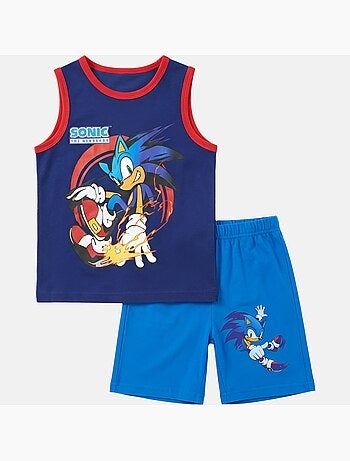 Sonic - Conjunto niño camiseta sin mangas y pantalón corto
