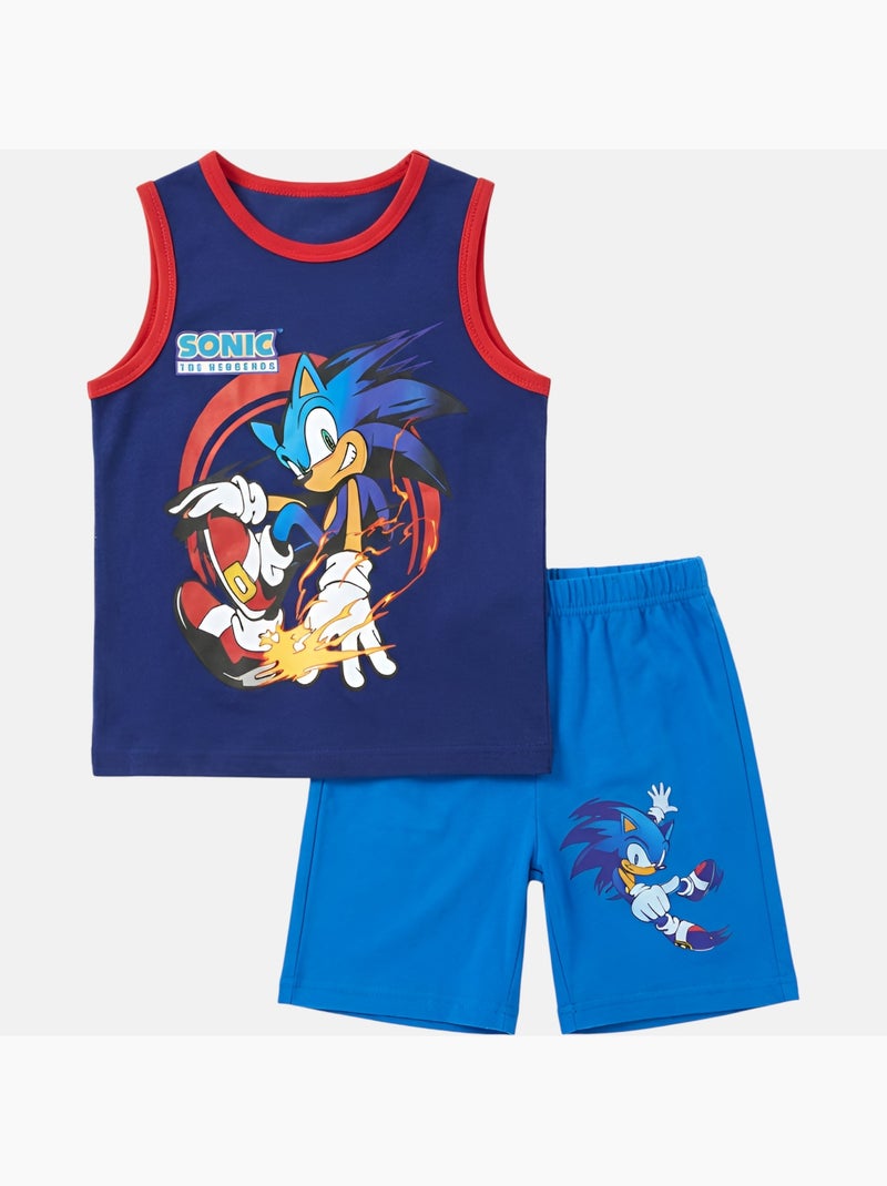 Sonic - Conjunto niño camiseta sin mangas y pantalón corto Azul marino - Kiabi