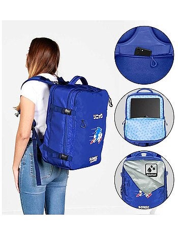 Sonic the hedgehog action mochila de viaje mercury grande 47x23x33cm, azul