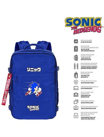 Sonic the hedgehog action mochila mercury viaje cabina avión 40x20x25cm, azul