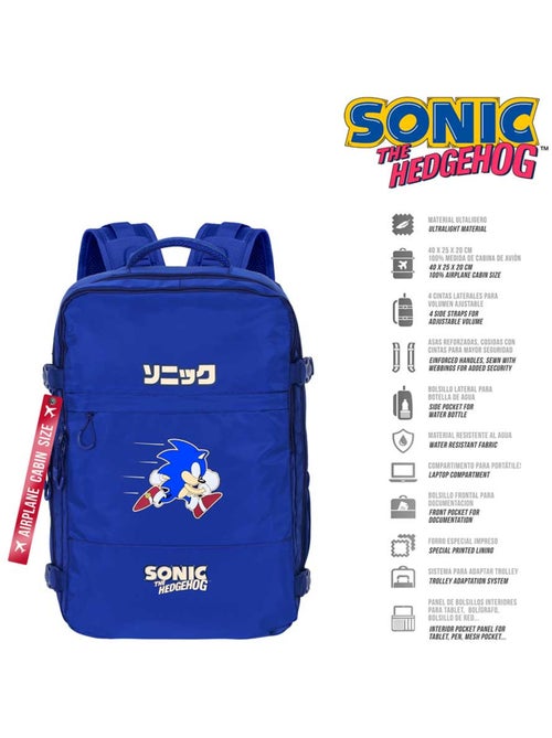 Sonic The Hedgehog Action Mochila Mercury Viaje Cabina Avión 40x20x25cm, Azul - Kiabi Sonic The Hedgehog Action Mochila Mercury Viaje Cabina Avión 40x20x25cm, Azul - Kiabi