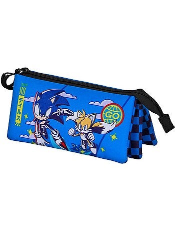Sonic the hedgehog go estuche portatodo triple, azul