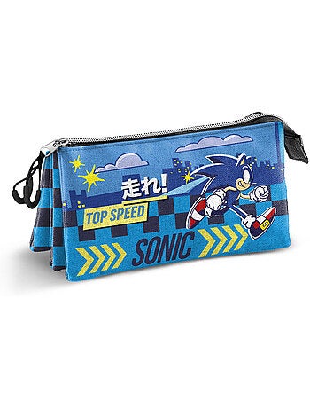 Sonic the hedgehog go estuche portatodo triple, azul