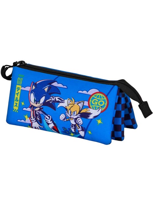 Sonic The Hedgehog Go Estuche Portatodo Triple, Azul - Kiabi Sonic The Hedgehog Go Estuche Portatodo Triple, Azul - Kiabi