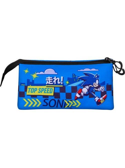 Sonic The Hedgehog Go Estuche Portatodo Triple, Azul - Kiabi Sonic The Hedgehog Go Estuche Portatodo Triple, Azul - Kiabi