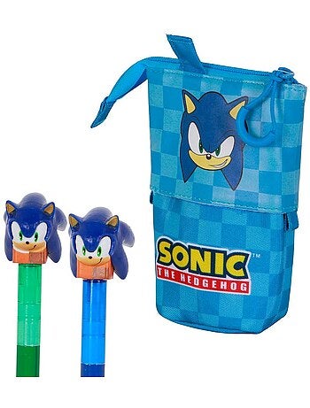 Sonic the hedgehog sight estuche portatodo cute + 2 bolígrafos de gel borrables, azul