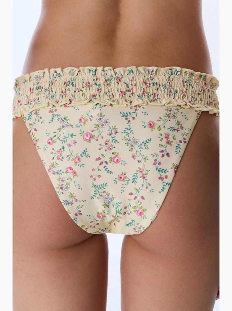 Sonya braguita de bikini fruncida con flores, tiro medio penti Crema - Kiabi
