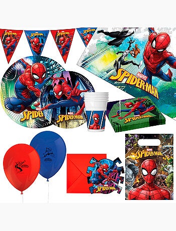 Spider-man set vajilla infantil y decoración desechable 66 piezas