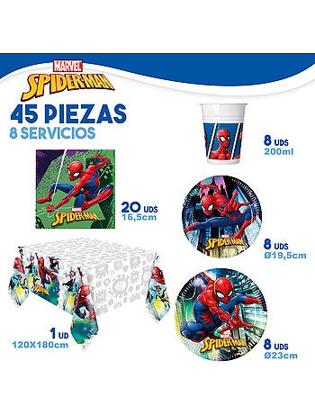 Spider-man set vajilla infantil y decoración desechable 66 piezas
