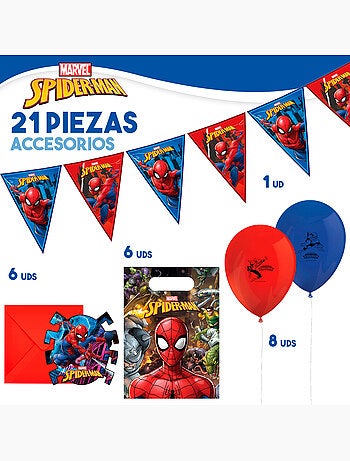 Spider-man set vajilla infantil y decoración desechable 66 piezas