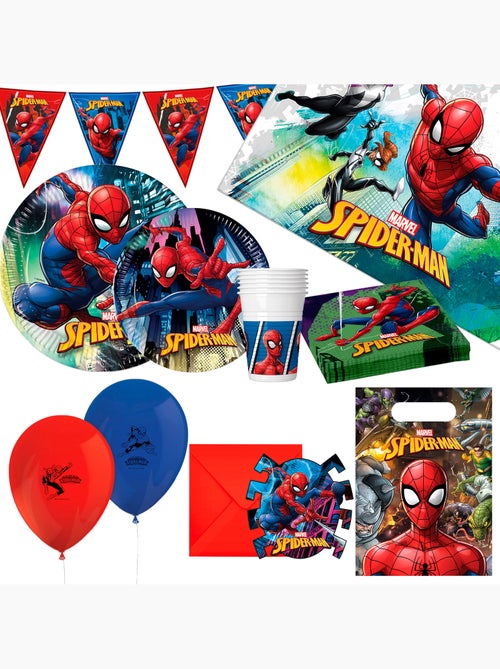 Spider-man set vajilla infantil y decoración desechable 66 piezas - Kiabi