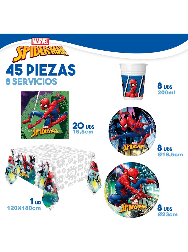 Spider-man set vajilla infantil y decoración desechable 66 piezas Multicolor - Kiabi
