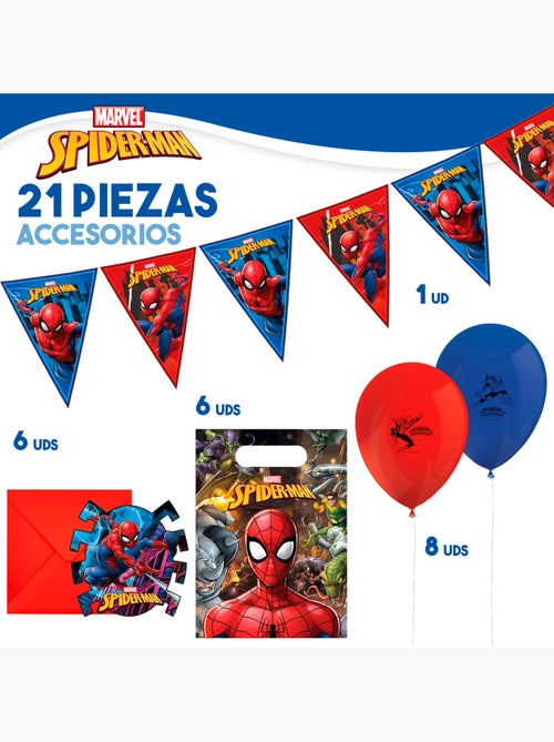 Spider-man set vajilla infantil y decoración desechable 66 piezas - Kiabi