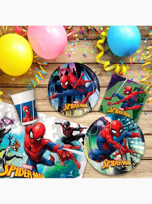 Spider-man set vajilla infantil y decoración desechable 66 piezas - Kiabi