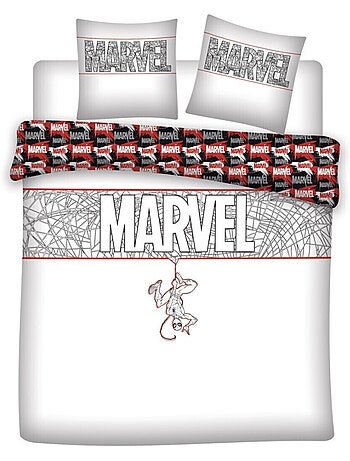 Spiderman, juego de sábanas doble estampado reversible 100% algodón, MARVEL WHITE