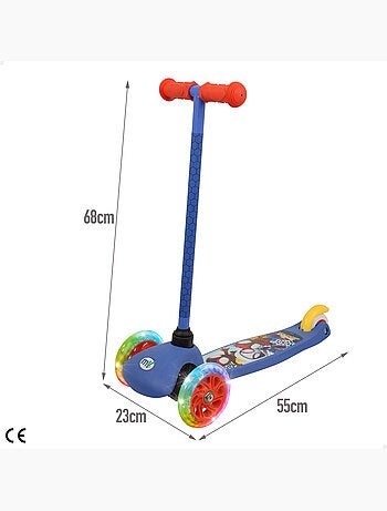 Spidey patinete 3 ruedas 55x23x68 cm máx. 20 kg con luces y freno