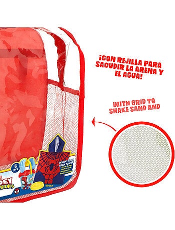 Spidey set cubo playa con accesorios mochila y poncho