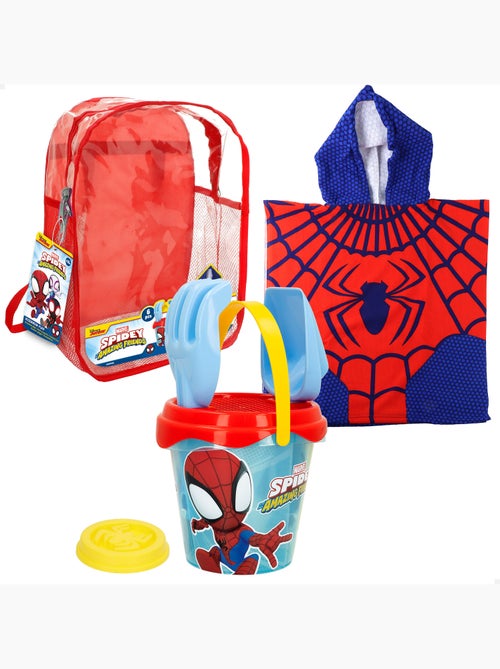 Spidey set cubo playa con accesorios mochila y poncho - Kiabi