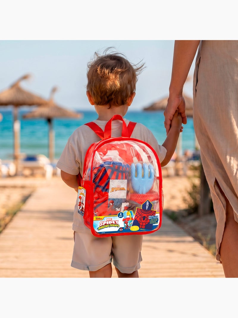 Spidey set cubo playa con accesorios mochila y poncho N/D - Kiabi