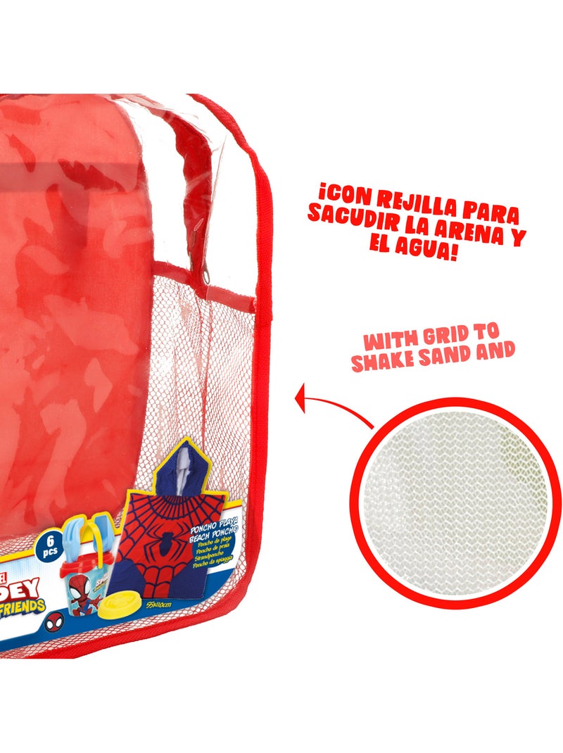 Spidey set cubo playa con accesorios mochila y poncho N/D - Kiabi