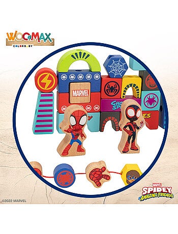 Spidey y su superequipo juego de bloques de madera y formas para enlazar woomax