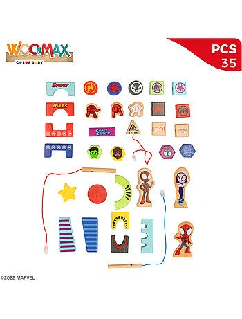 Spidey y su superequipo juego de bloques de madera y formas para enlazar woomax