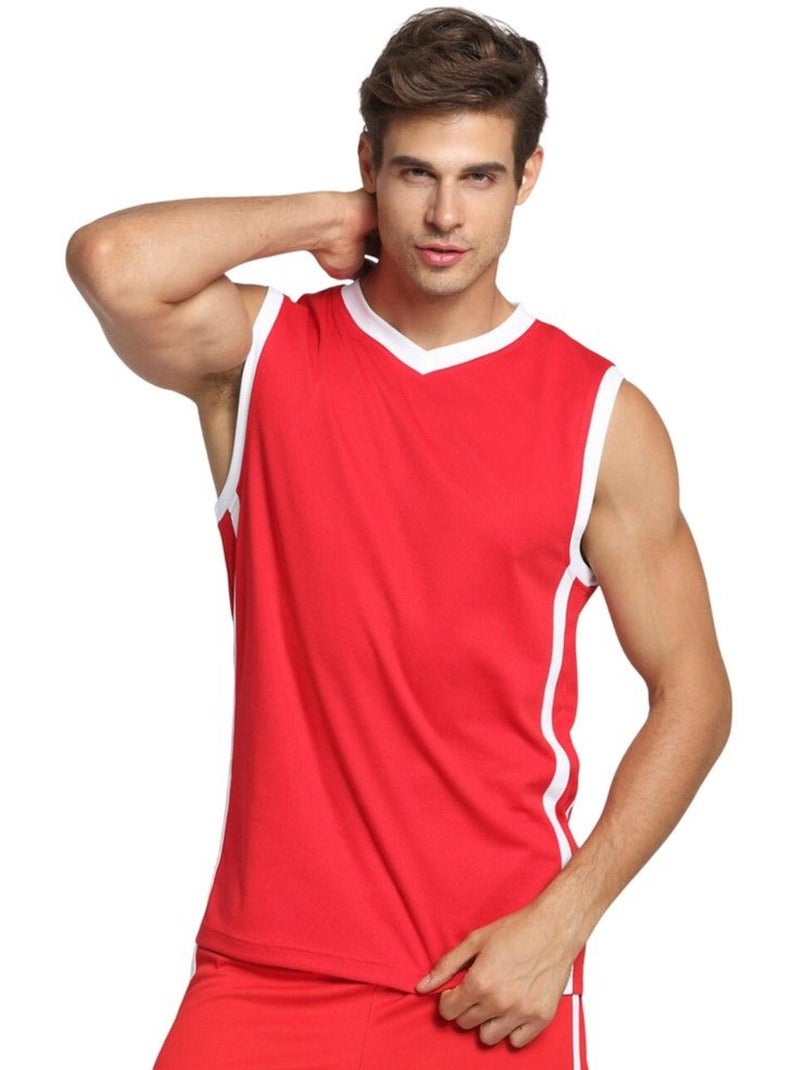 Spiro - Camiseta de Baloncesto de Secado Rápido Sin Mangas para Hombre Blanco Rojo Blanco - Kiabi
