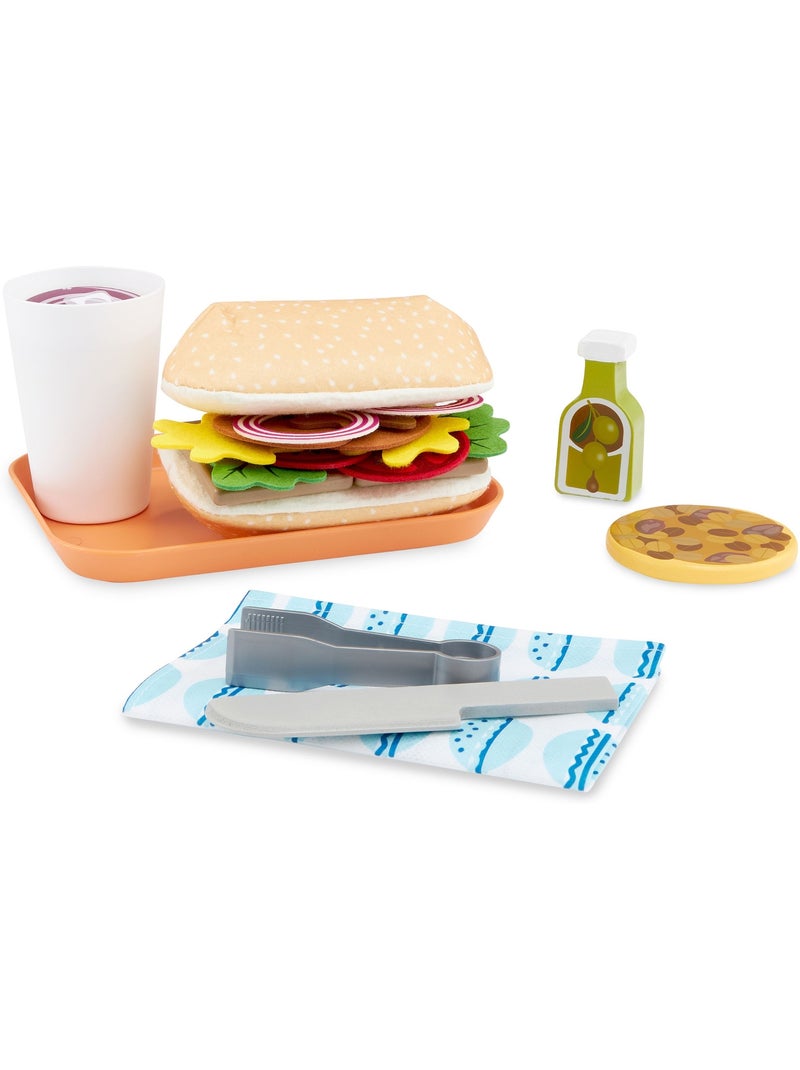Stand de sándwiches de madera con accesorios, juego de rol infantil cocina restaurante 3+ años N/D - Kiabi