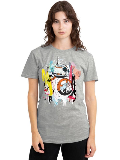 Star Wars - Camiseta de BB-8 Diseño Abstracto de Jaspeado para Mujer - Kiabi