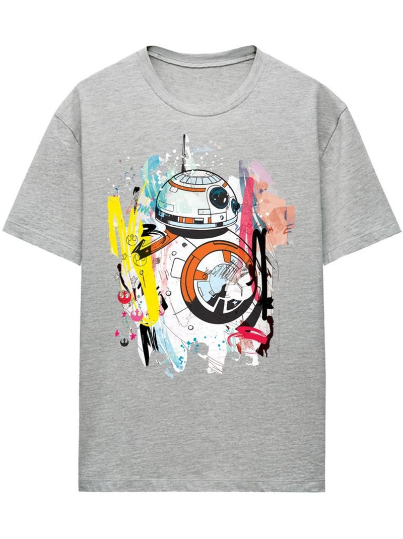 Star Wars - Camiseta de BB-8 Diseño Abstracto de Jaspeado para Mujer Gris claro - Kiabi
