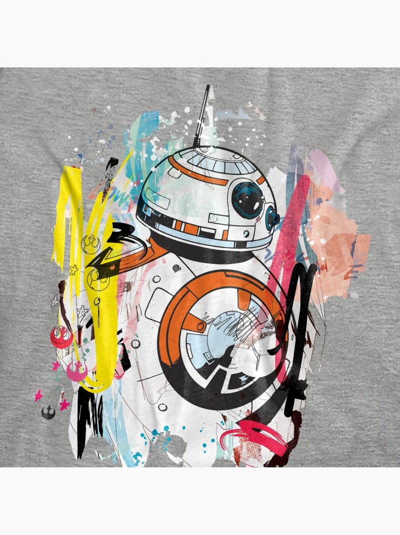 Star Wars - Camiseta de BB-8 Diseño Abstracto de Jaspeado para Mujer Gris claro - Kiabi
