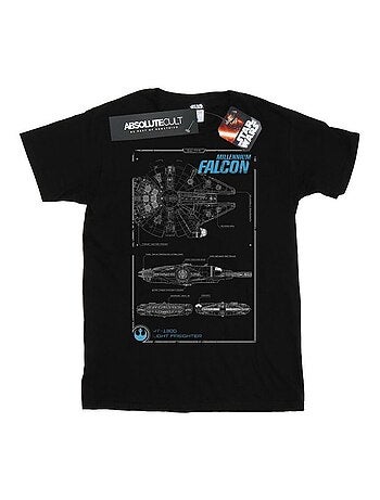 Star Wars - Camiseta Force Awakens Millennium Falcon Manual para Hombre