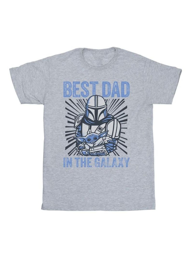 Star Wars - Camiseta Mandalorian Best Dad Galaxy Galaxia para Hombre Gris jaspeado - Kiabi